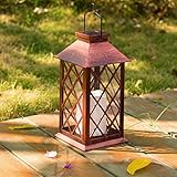 Solar Lantern Candle Solarlaterne für außen，TAKEMEURO Jahrgang Solarlampe mit Kerzen für Außen Gartendeko Solar Gartenlaterne - 2