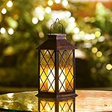 Solar Lantern Candle Solarlaterne für außen，TAKEMEURO Jahrgang Solarlampe mit Kerzen für Außen Gartendeko Solar Gartenlaterne - 5