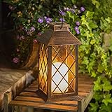 Solar Lantern Candle Solarlaterne für außen，TAKEMEURO Jahrgang Solarlampe mit Kerzen für Außen Gartendeko Solar Gartenlaterne - 6