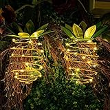 ALLOMN Solar Lampe, Garten Dekoration Licht Solar Laterne Lampe Wasserdichte Draussen Neuheit Ananas Lichter Gartenweg Hängeleuchten (2 PCS) - 2