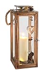 Laterne Windlicht Gartenlaterne Amelie 1 | Holz | Braun | mit Henkel - 5