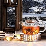 Ecooe Stövchen Teewärmer Kaffeewärmer aus Edelstahl mit Teelichthalter ,Teelicht und Teekanne ist nicht enthalten - 4
