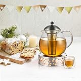 Glastal Stövchen Teewärmer Kaffeewärmer aus Edelstahl mit Teelichthalter,Teelicht und Teekanne ist Nicht enthalten - 6