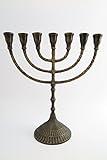 Jüdischer Kerzenleuchter Menorah Messing Chanukka Leuchter Chanukkaleuchter brüniert 29cm