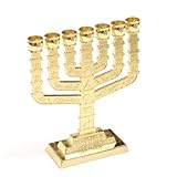 Gold Jerusalem Kerzenhalter Dekorativ Judaica 7 Zweig Menora Hanukkah Geschenk