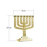 Gold Jerusalem Kerzenhalter Dekorativ Judaica 7 Zweig Menora Hanukkah Geschenk - 3