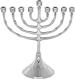 Chanukka-Leuchter - Chanukkia für Chanukkah Menora aus Silber (versilbert), Menora aus Israel (Hanukkah Menora) mit Gravur des Wortes Jerusalem