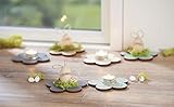 VBS 4er-Set Teelicht-Gläser klar Glas Weiß Teelichthalter Glasschälchen spülmaschinenfest - 4