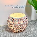 Aifusi Kerzen Teelichthalter, blau-weißes Muster Glas handgefertigte Kerzenständer, Mosaik Stil Dekoration für Party Hochzeit Geburtstagsgeschenk - 3