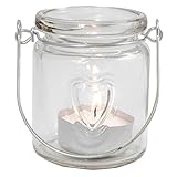 Annastore 12 x Windlichter aus Glas mit Herz und Henkel klar- kleine Teelichtgläser zum Hängen und Stellen - Teelichthalter Hängeteelichhalter - 3