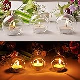 Gosear 4 Stk Hängen Glas Teelichthalter Kerze Votive Inhaber Glas Terrarium Startseite Decor Hallenbad Garten DIY Geschenke 6 cm - 5