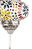 Orientalisches Mosaik Windlicht Hängewindlicht Glas Alaa Silber 21 cm groß | Orientalische Glas Teelichthalter mit Henkel orientalisch | Marokkanische Windlichter hängend als Hängewindlichter - 3