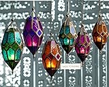 Authentic Moroccan Tonal Glass Hanging Lantern Tealight Holder (Small Green) by SupremeBuy
