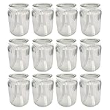 Annastore 12 x Windlichter aus Glas H 14,5 cm inkl.Dekoband, auch für große Teelichter ideal - 2