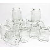 Annastore 12 x Windlichter aus Glas H 14,5 cm inkl.Dekoband, auch für große Teelichter ideal - 5