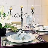 Delaman® 3 Armiger Kerzenständer Kerzenhalter europäischen Stil Kerzenleuchter Hochzeit Home Decor (Color : Silver) - 2