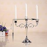 Delaman® 3 Armiger Kerzenständer Kerzenhalter europäischen Stil Kerzenleuchter Hochzeit Home Decor (Color : Silver) - 5