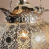 SIDCO Hänge Windlicht Laterne Kerzenhalter Pendelleuchte Kerzenleuchter Orient Silber - 4