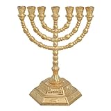 Menora Kerzenhalter aus vergoldet gemacht, von Israel, ein siebenarmiger Leuchter