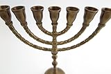 7-armig Menorah Davidleuchter Kerzenleuchter Kerzenständer Messing BRÜNIERT Antik Menora - 2