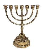 zeitzone Menora 7-armig Kerzenständer Menorah Messing Farbe: Gold 21cm