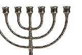 Menora Kerzenhalter, Hebräisch 7 Arme, groß, Messing brüniert,  - 2