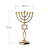 Gold Star David Kerzenhalter Deko Judaica 7 Zweige israelische Menorah Hanukka ... - 2