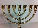 7-armig Menorah Davidleuchter Kerzenleuchter Kerzenständer Messing Farbe: Gold Antik Menora - 2