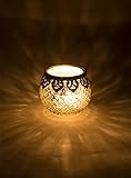 Home&Decorations 2er Set H&D® Original Windlicht Teelichtglas Rot Gold Silber Antiker Windlichthalter Kerzenglas Glasvase Windlichtglas Laterne Glas Vase Kerze Ø10cm (Silber)