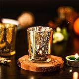 Supreme Lights Glas Teelichthalter 12er Set, 5.2x6.2cm, Gefleckter Teelichtgläser Geschenk Kerzenhalter Deko für Geburtstag, Party, Hochzeit, Feier, Haushalt, Gastronomie(Gold) - 6