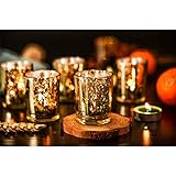 Supreme Lights Glas Teelichthalter 12er Set, 5.2x6.2cm, Gefleckter Teelichtgläser Geschenk Kerzenhalter Deko für Geburtstag, Party, Hochzeit, Feier, Haushalt, Gastronomie(Gold) - 7