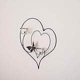 DanDiBo Wandteelichthalter Herz 39 cm Schwarz Teelichthalter Metall Wandleuchter Kerze - 6