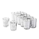 Supreme Lights Glas Teelichthalter 12er Set, 5.2x6.2cm, Gefleckter Teelichtgläser Geschenk Kerzenhalter Deko für Geburtstag, Party, Hochzeit, Feier, Haushalt, Gastronomie(Silber) - 2