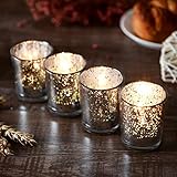 Supreme Lights Glas Teelichthalter 12er Set, 5.2x6.2cm, Gefleckter Teelichtgläser Geschenk Kerzenhalter Deko für Geburtstag, Party, Hochzeit, Feier, Haushalt, Gastronomie(Silber) - 7