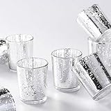 Supreme Lights Glas Teelichthalter 12er Set, 5.2x6.2cm, Gefleckter Teelichtgläser Geschenk Kerzenhalter Deko für Geburtstag, Party, Hochzeit, Feier, Haushalt, Gastronomie(Silber) - 9