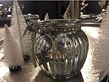 LS Design 2x Windlicht Glas Kugel Teelichthalter Kerzenständer Kerzenhalter Shabby Silber 11,5x10,5cm 2 Stück - 6