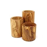 Teelichthalter im 3er Set aus Holz | Teelichthalter aus Olivenholz | Windlicht Deko aus Holz | Wellness Teelichthalter | Yoga Meditation Teelichthalter - 3