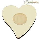 trendmarkt24 Holz-Teelichthalter Herz 6er Pack ✓ ca. 10,5X 10,5 cm groß ca.8mm dick ✓ für Teelicht Ø ca. 4,4 cm ✓ Herzform Muttertag Mitgebsel Mitbringsel Hochzeit-Deko Tischdekoration 481740 - 2