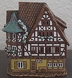 Keramik- Lichthaus - Fachwerkhaus - HandArt - Detailgetreu nachgebildet und Handbemalt - Maße: ca. Breite 8,5 cm x Länge 12 cm x Höhe 12,5 cm - 2