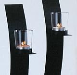 Multistore 2002 4er Set Wandkerzenhalter Metall Teelichthalter inkl. Glaseinsatz Kerzenständer 6x10x29,5cm Wanddekoration Lichterdeko Schwarz - 2