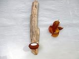 Treibholz-Teelichthalter für Wand, Schwemmholz-Kerzenständer zum Hängen, Holz-Kerzenhalter, mit Kerzenteller aus Keramik in Rost Optik, Unikat Designer-Stück - 2
