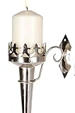 2er Set Orientalischer Wandkerzenhalter Kerzenleuchter Chitan 31cm u 24cm Groß 1 armig Silber | Marokkanischer Vintage Metall Kerzenhalter Wanddeko | antik Wand Leuchter für Kerzen im Wohnzimmer - 6