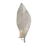 Pureday Wandkerzenhalter Leaf - Metall - Silber - Höhe ca. 69 cm - 2