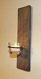 Wandkerzenhalter H1010 altes Holz verwittert mit Teelichtglas und Teelicht - 2