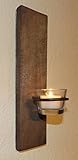 Wandkerzenhalter H1010 altes Holz verwittert mit Teelichtglas und Teelicht - 3