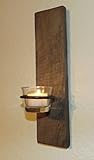 Wandkerzenhalter H1010 altes Holz verwittert mit Teelichtglas und Teelicht - 5