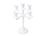 Mendler Kerzenleuchter HWC-D81, Kerzenständer Leuchter Kerzenhalter, 5-armig aus Aluminium 31cm massiv 0,6kg ~ Farbe: Weiß - 5