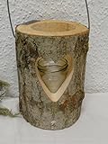 Rustikale Holz Deko Laterne aus einem Baumstamm inkl. Glaseinsatz